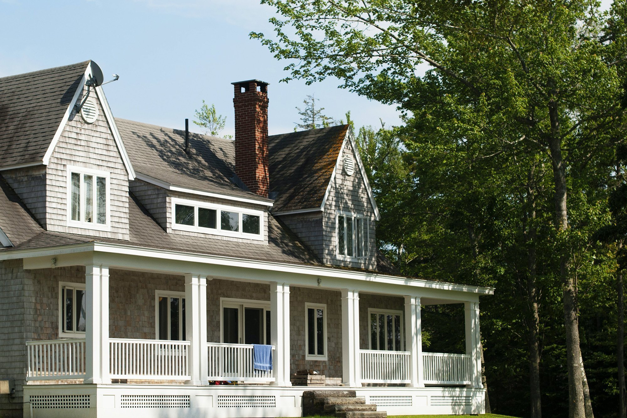 Tall trees growing next to a Missouri home