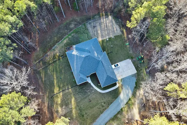 Birds-eye view of a recently cleared lot